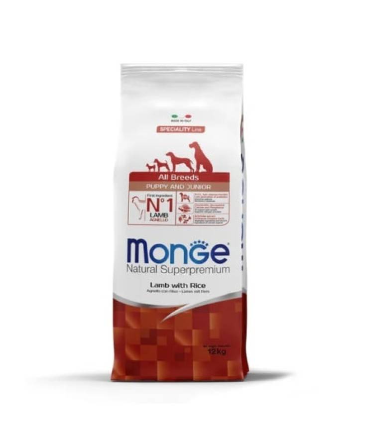 MONGE Hrana Uscata Superpremium Junior cu Miel si Orez 12kg MONGE Hrana Uscata Superpremium Junior cu Miel si Orez 12kg