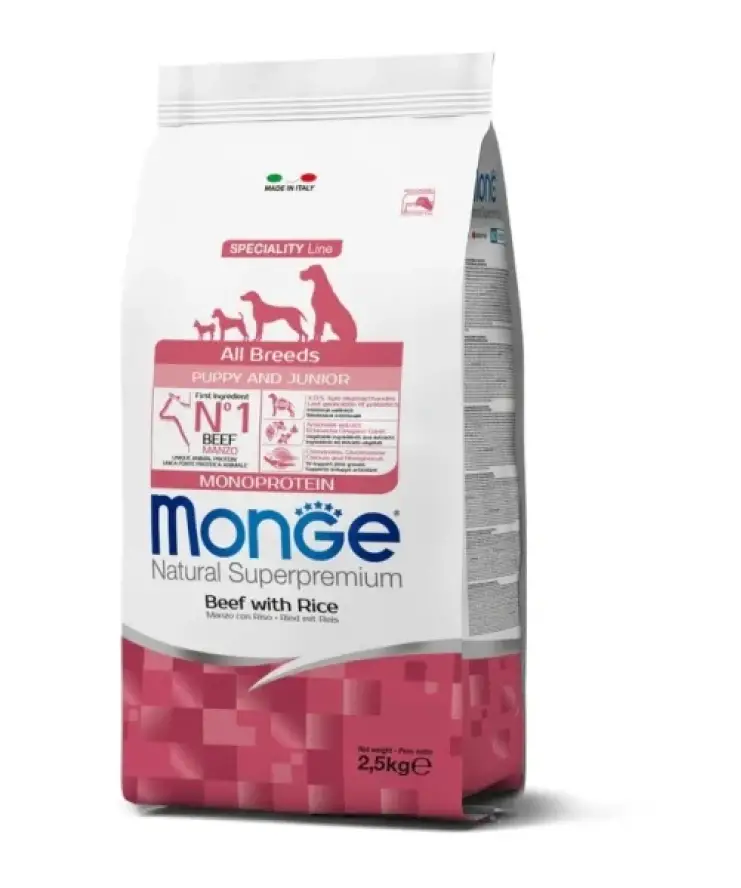 MONGE Hrana Uscata Superpremium Puppy Vita & Orez 2.5kg MONGE Hrana Uscata Superpremium Puppy Vita & Orez 2.5kg