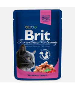 Brit Premium Cat plic cu carne de somon si pastrav 100gr