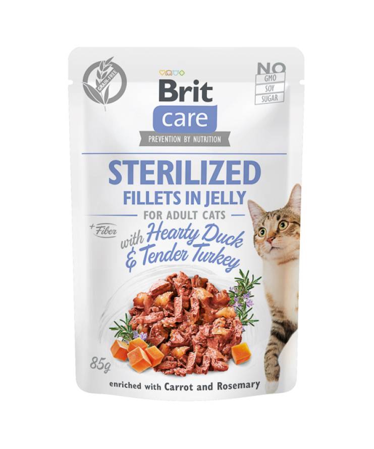 Brit Care Cat Sterilized Fillets in Jelly Duck & Turkey 85gr