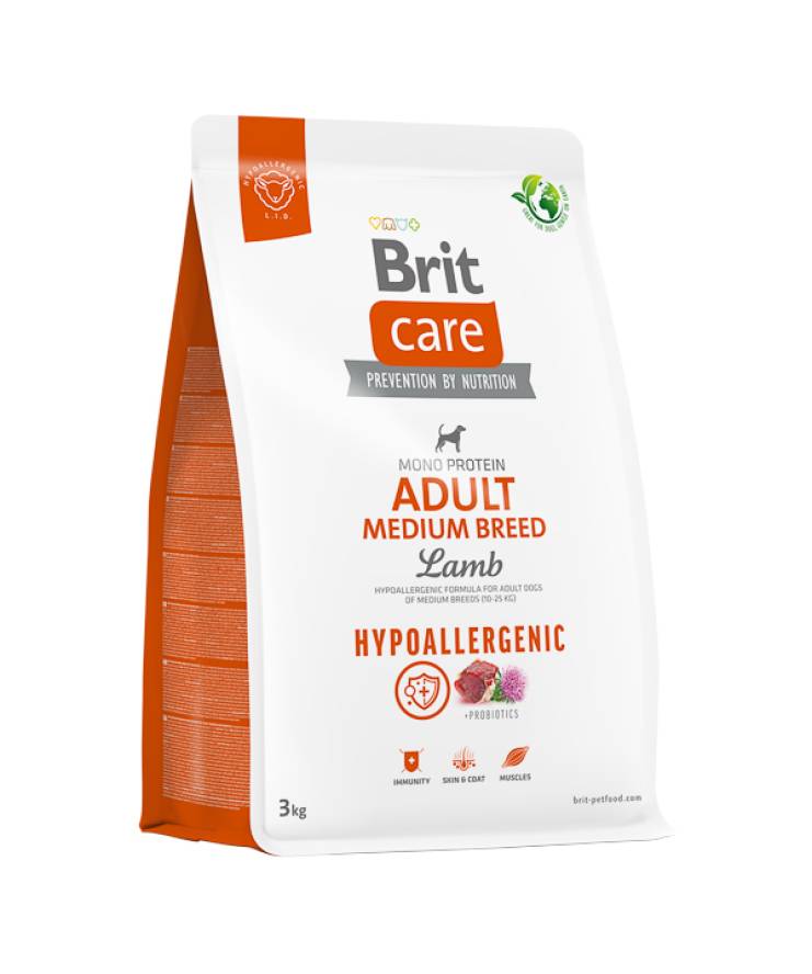 Brit Care Dog Hypoallergenic Adult Medium Breed cu Miel 3kg Brit Care Dog Hypoallergenic Adult Medium Breed cu Miel 3kg